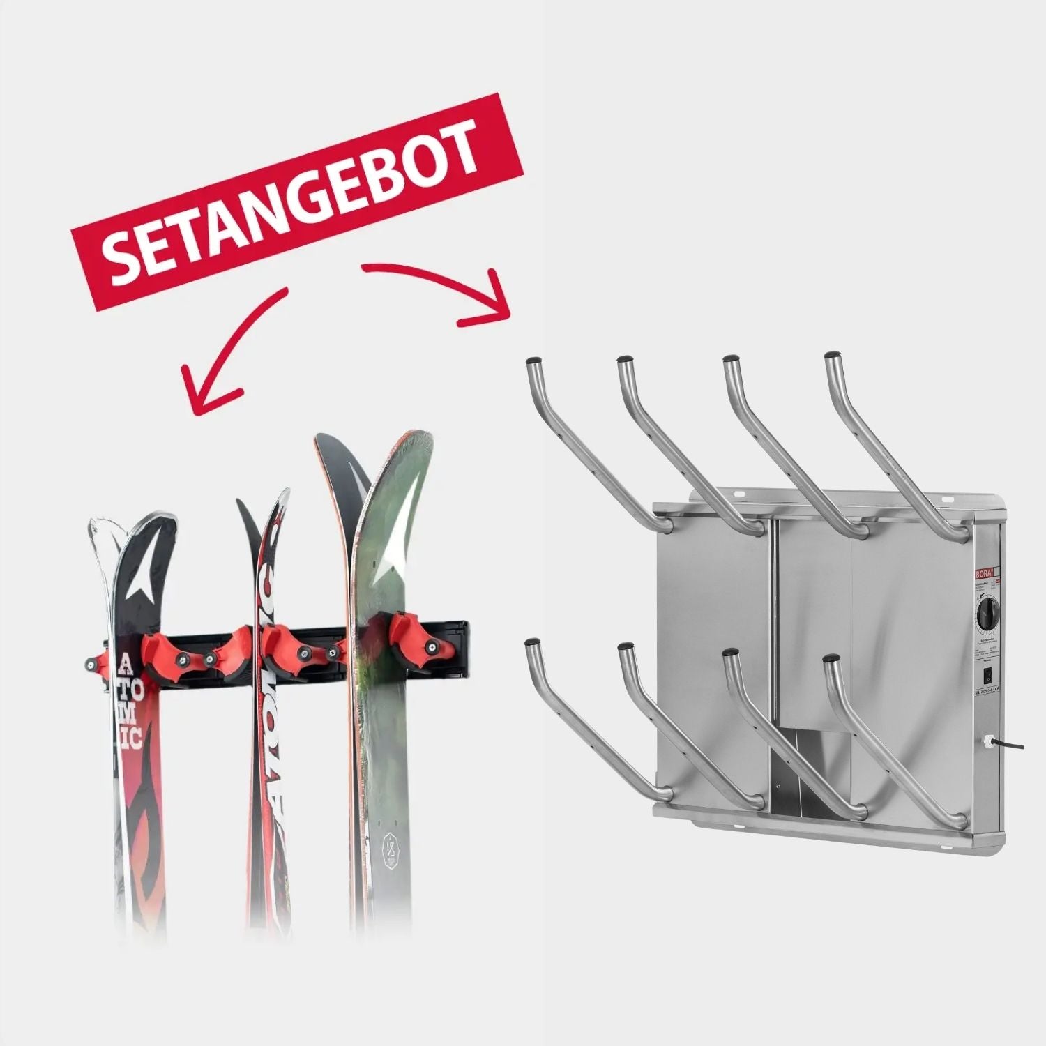 oskari BORA® 4 breit mit Hopstop für Ski - Elektrischer Schuhtrockner für 4 Paar Schuhe - OSKARI mit Warmluft für Stiefel, Schuhe, Skischuhe, Fußballschuhe